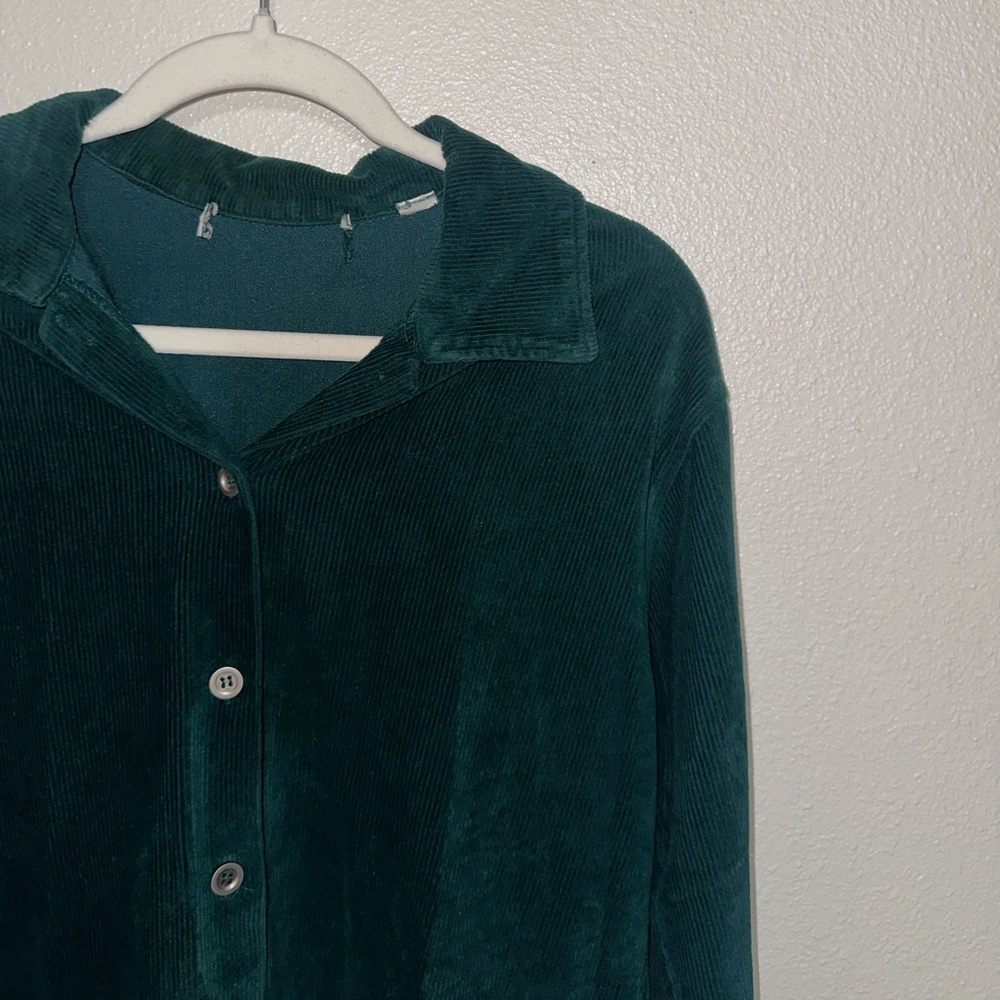 emerald green button down shirt